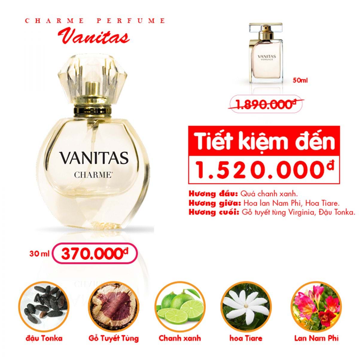 Thành phần tạo nên Charme Vanitas đầy quyến rũ.