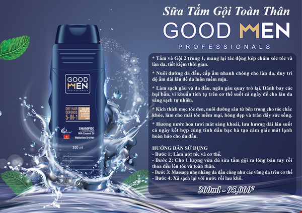 Sữa tắm gội toàn thân GOOD MEN Professionals 5 in 1 300ml