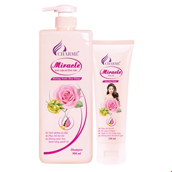 COMBO Dầu gội - Kem xả MIRACLE Dưỡng tóc 900ml