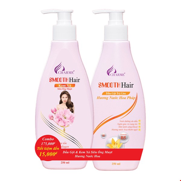 COMBO Dầu gội - Kem xả SMOOTH HAIR Trị Gàu 250ml