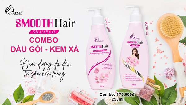 COMBO Dầu gội - Kem xả SMOOTH HAIR Siêu Óng Mượt 250ml