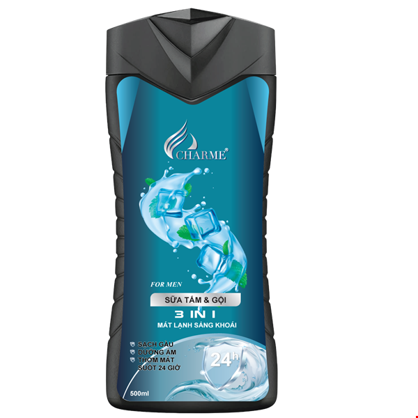 Sữa tắm và gội TOÀN THÂN 3in1 Charme For Men (Xanh)