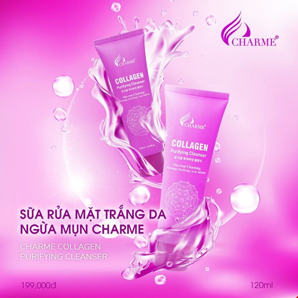 SỮA RỬA MẶT COLLAGEN TRẮNG DA NGỪA MỤN CHARME COLLAGEN PURIFYING 120ml