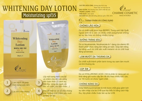 Dưỡng Da Toàn Thân Ban Ngày Charme Whitening Day Lotion ( 5 Túi )