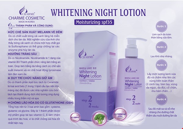 Dưỡng Da Toàn Thân Charme Whitening Night Lotion ( Chai )